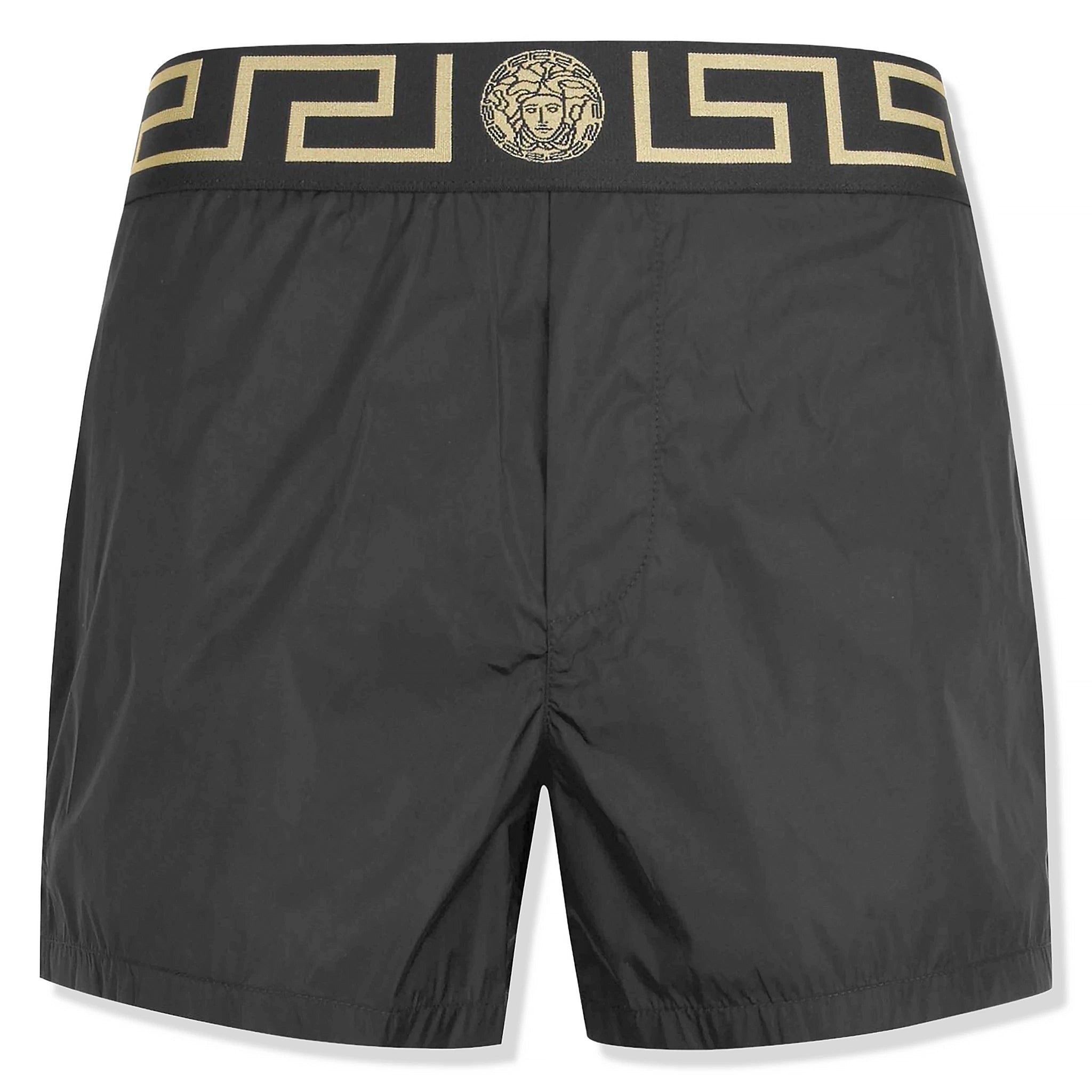 Front view of Versace Logo Swimming Shorts Black